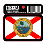 Florida state flag -  2.5 x 2 inches cell phone stick Mark your cell phone or any other item with these great designs sized perfectly for items like computers especially cell phones but works bigger items like your car too! Dimensions: 2.5" x 1.5 inch -printed vinyl Outdoor durable and ultra removable Waterproof
